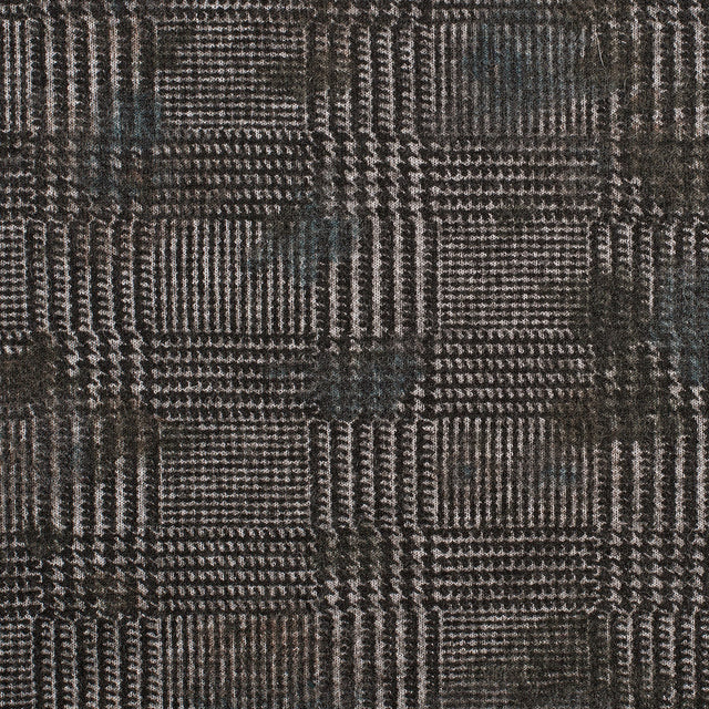 Black/Gray Glen Plaid Wool Knit w/ Fleece Backing