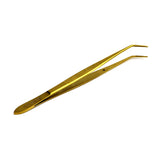 O'Creme Stainless Steel Gold Curved Fine Tip Tweezers, 6.25"
