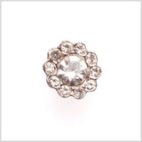Silver/Clear Rhinestoned Metal Shank Back Button - 22L/14mm
