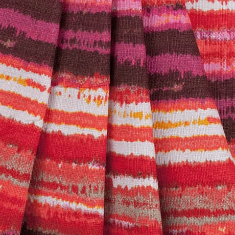 Orange/Fuchsia Striped Mercerized Cotton-Linen Canvas