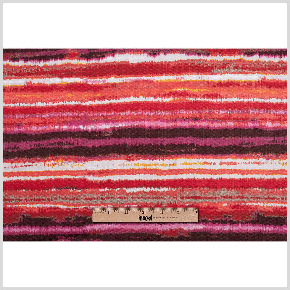 Orange/Fuchsia Striped Mercerized Cotton-Linen Canvas