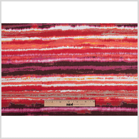 Orange/Fuchsia Striped Mercerized Cotton-Linen Canvas
