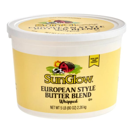 SunGlow European-Style Whipped Butter Blend Margarine Tub 5 lb. - 4/Case