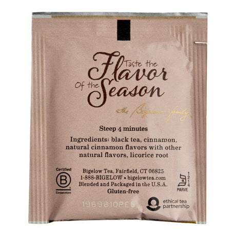 Bigelow Sweet Cinnamon Dolce Black Tea Bags - 108/Case