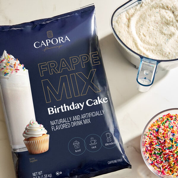 Capora Birthday Cake Frappe Mix 3.5 lb. - 5/Case