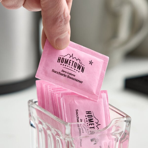 Hometown Provisions Pink Saccharin Sugar Substitute Packet 1 Gram - 2,000/Case