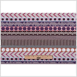 French Metallic Red/Beige Striped Geometric Jacquard
