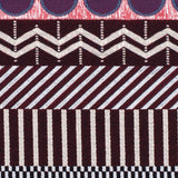 French Metallic Red/Beige Striped Geometric Jacquard