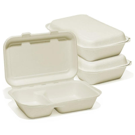 Molded Fiber Hinged Containers 9.5" x 6.25" x 2.75"