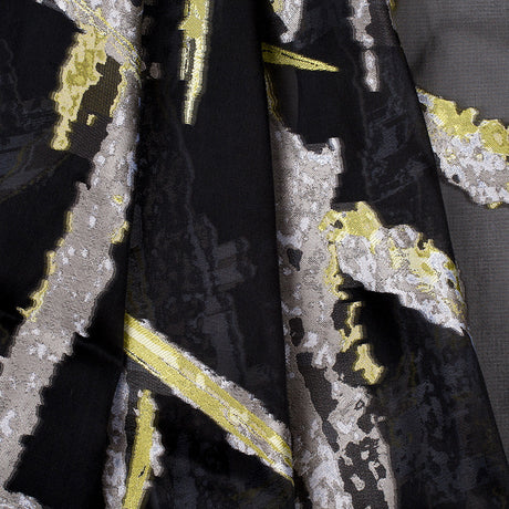 J. Mendel Silver and Macaw Green Abstract Burnout Organza Panel