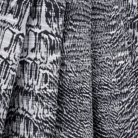 White/Black Abstract Stripes Slubbed Cotton-Poly Woven