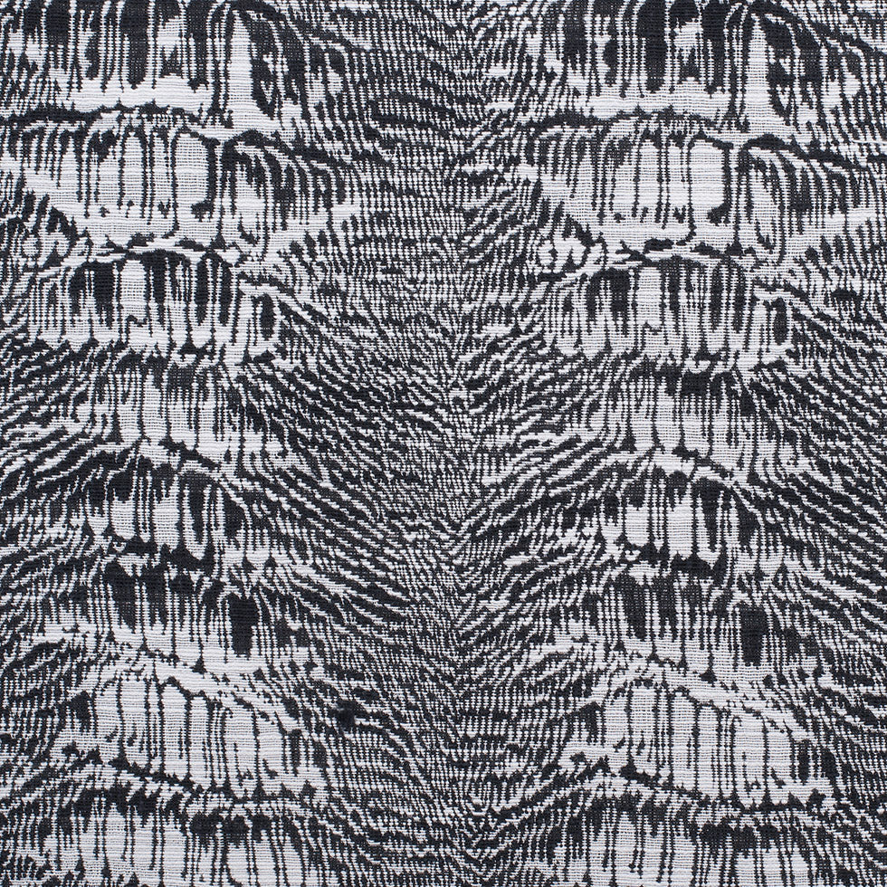 White/Black Abstract Stripes Slubbed Cotton-Poly Woven