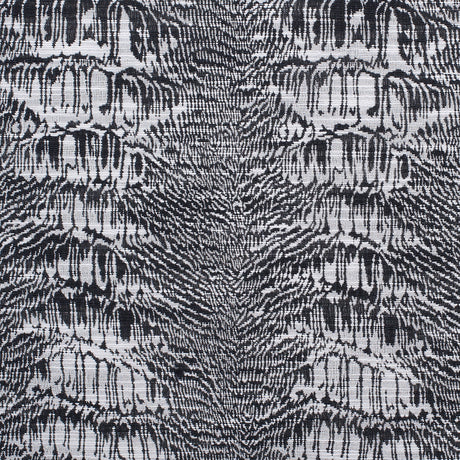 White/Black Abstract Stripes Slubbed Cotton-Poly Woven