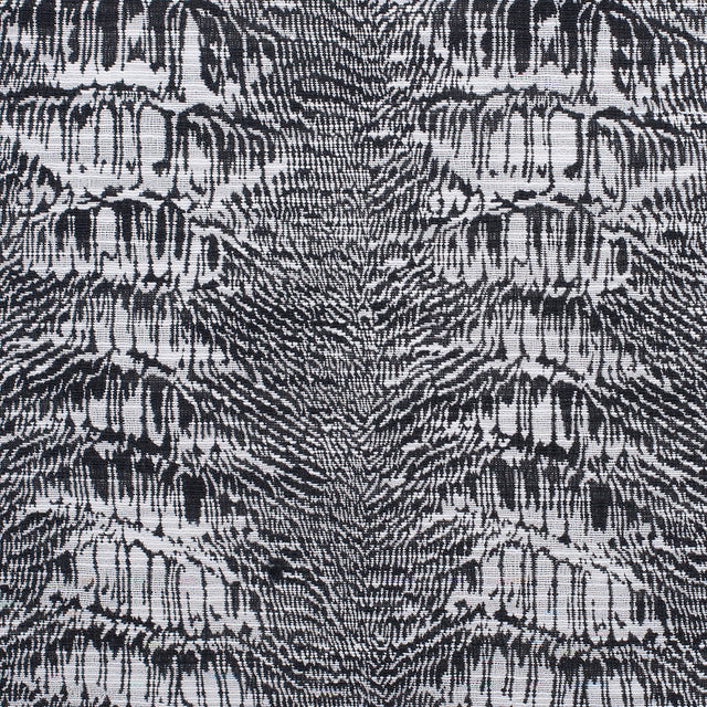 White/Black Abstract Stripes Slubbed Cotton-Poly Woven