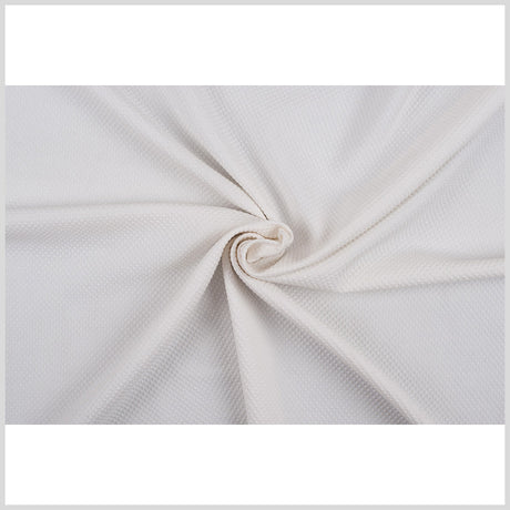 Whisper White Stretch Cotton-Polyester Quilted Woven