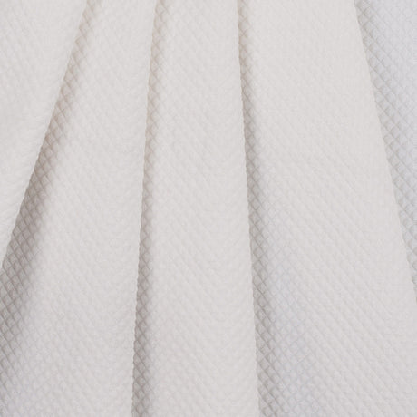 Whisper White Stretch Cotton-Polyester Quilted Woven