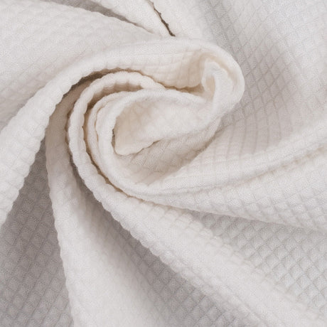Whisper White Stretch Cotton-Polyester Quilted Woven