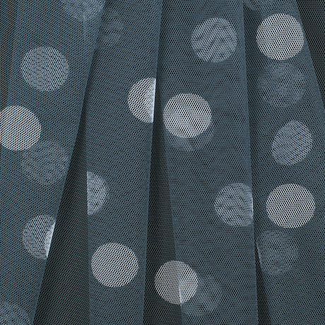 Grey/White Polka Dot Polyester Netting/Mesh