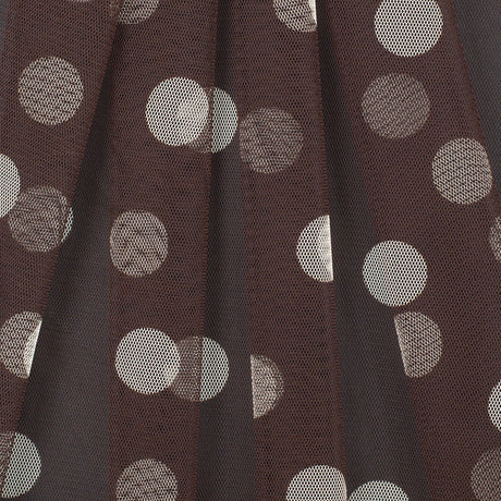 Brown/Ivory Polka Dot Polyester Mesh
