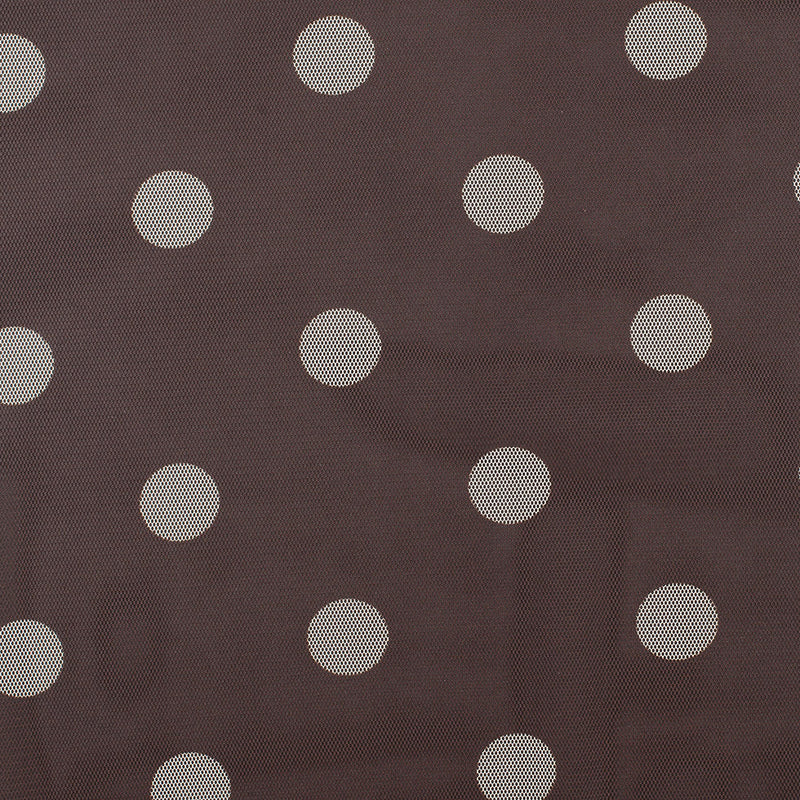 Brown/Ivory Polka Dot Polyester Mesh