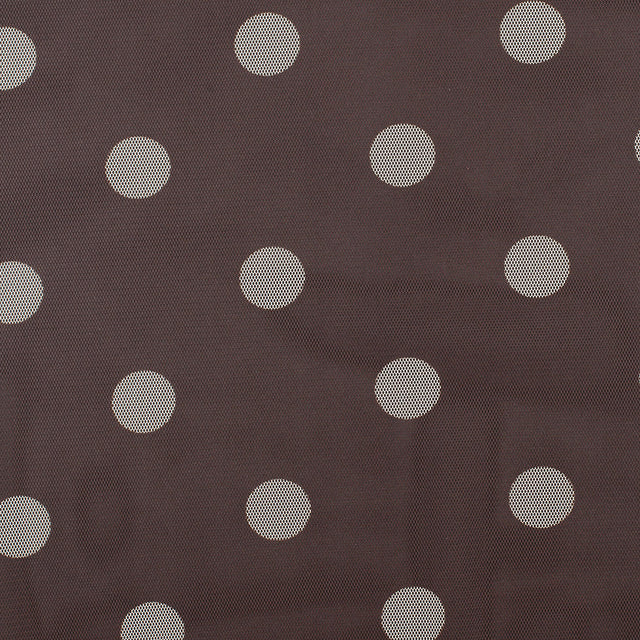 Brown/Ivory Polka Dot Polyester Mesh