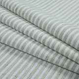 Green and White Bengal Striped Cotton Tweed