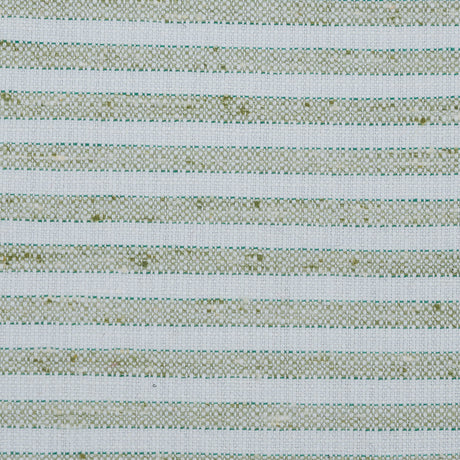 Green and White Bengal Striped Cotton Tweed
