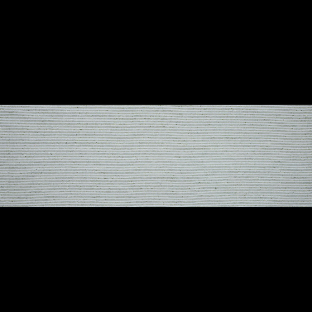 Green and White Bengal Striped Cotton Tweed