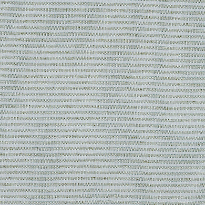 Green and White Bengal Striped Cotton Tweed
