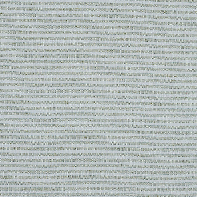 Green and White Bengal Striped Cotton Tweed