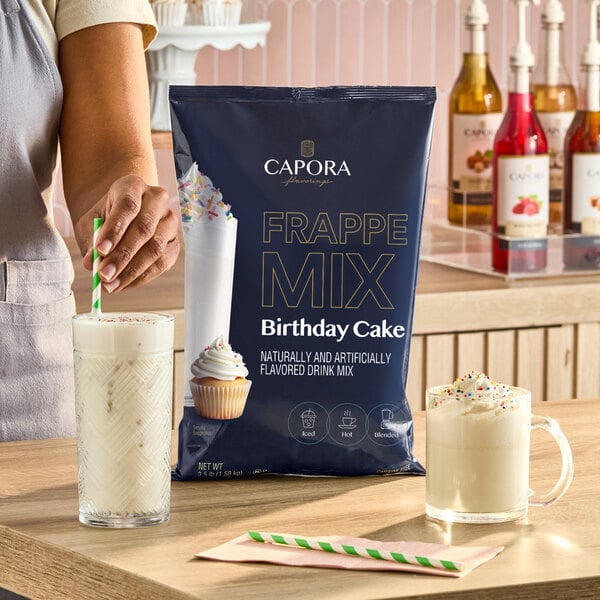 Capora Birthday Cake Frappe Mix 3.5 lb. - 5/Case