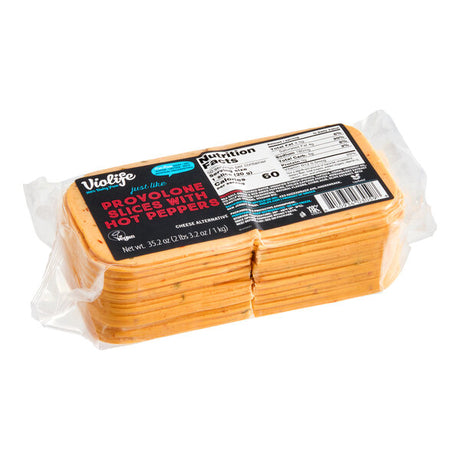 Violife Just Like Provolone with Hot Peppers Vegan Cheese Slices 2.2 lb. - 5/Case