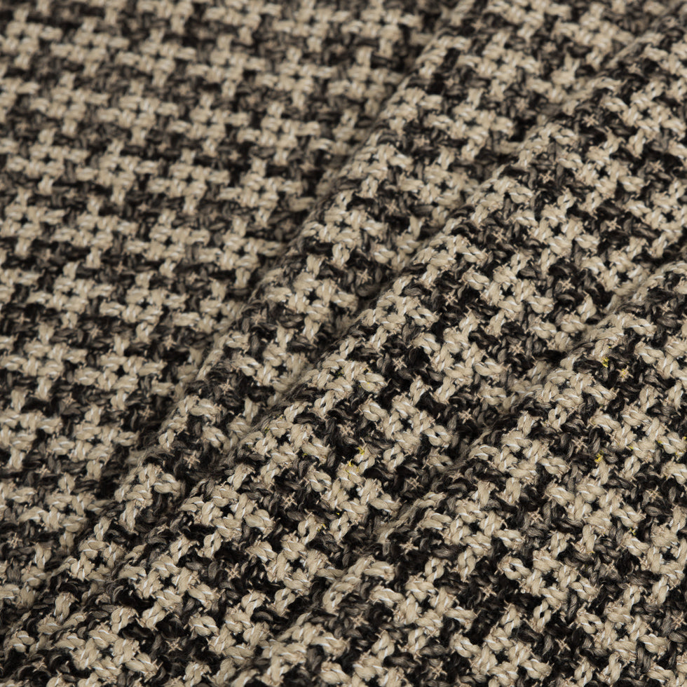 Natural/Black Checked Blended Wool Woven