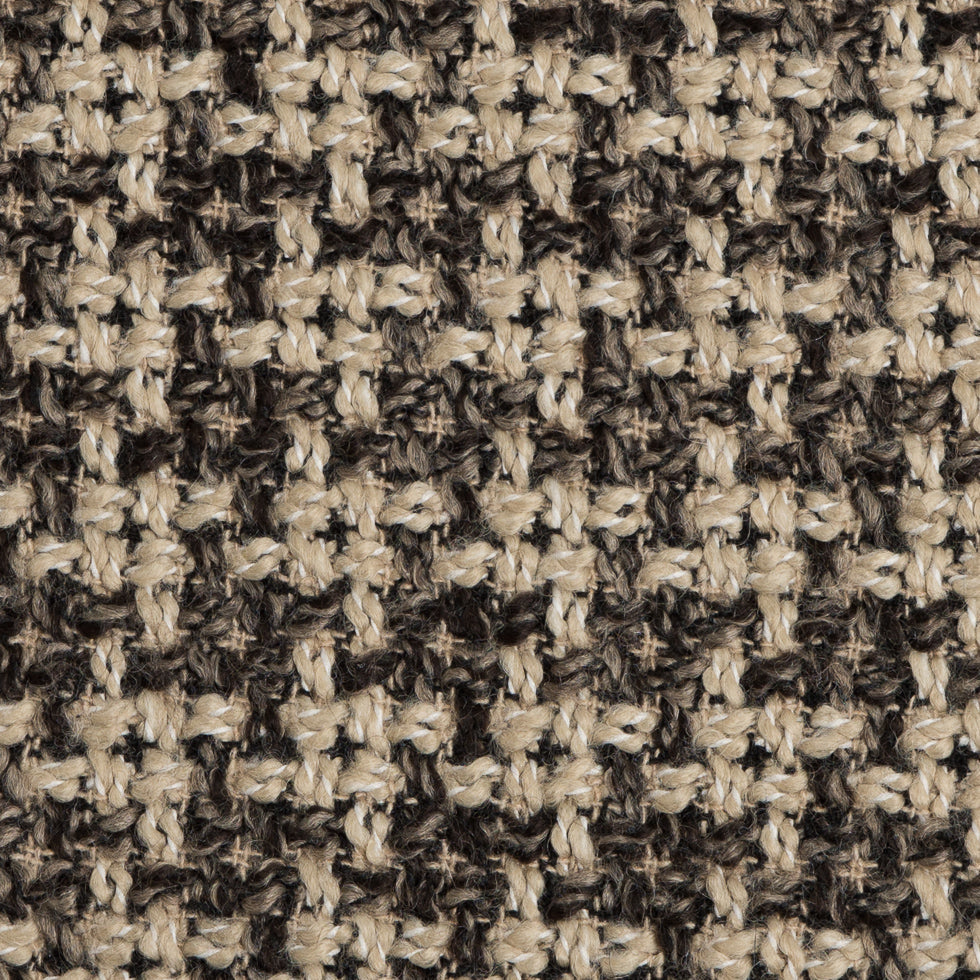 Natural/Black Checked Blended Wool Woven