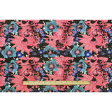 Pink/Green Collaged Floral Digitally Printed Stretch Neoprene/Scuba Knit