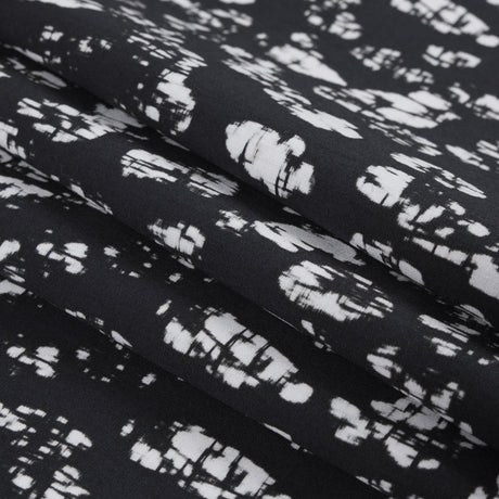 Midnight Blue and White Abstract Cotton Woven