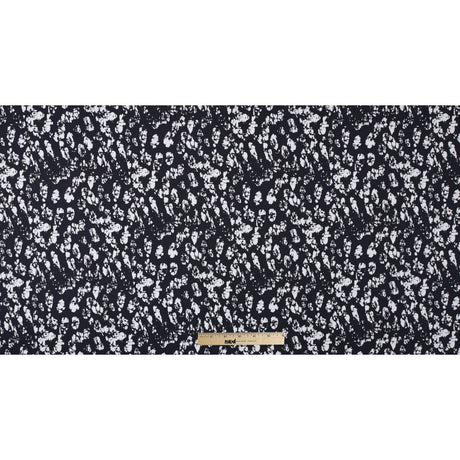 Midnight Blue and White Abstract Cotton Woven