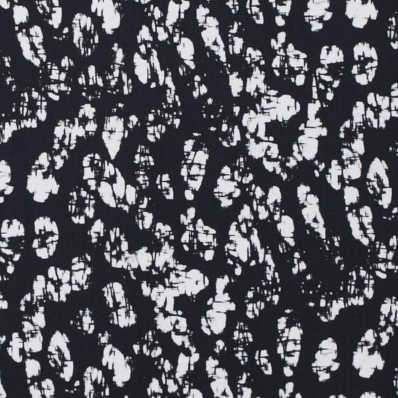 Midnight Blue and White Abstract Cotton Woven