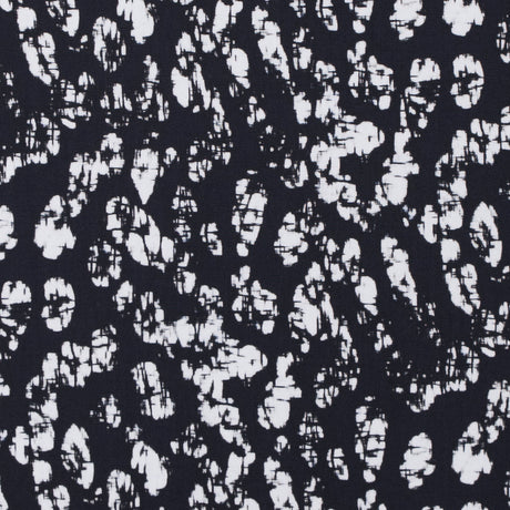 Midnight Blue and White Abstract Cotton Woven