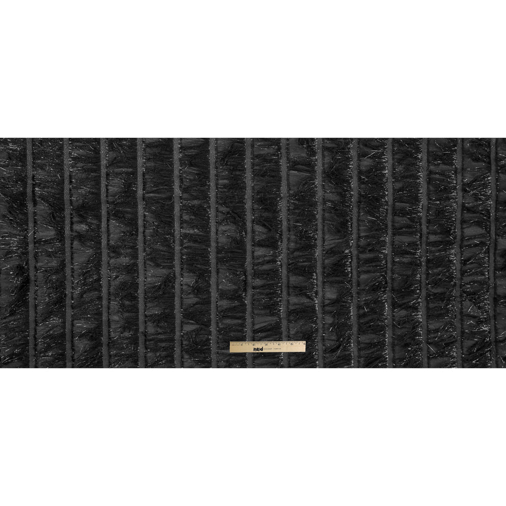 Black Metallic Eyelash Fringed Novelty Woven