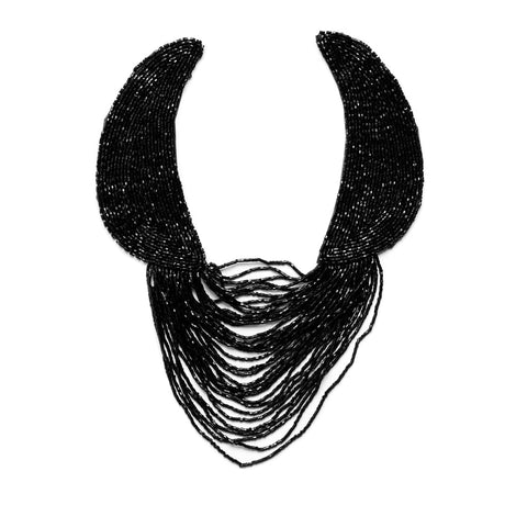 Black Beaded Neck Piece - 14.5"