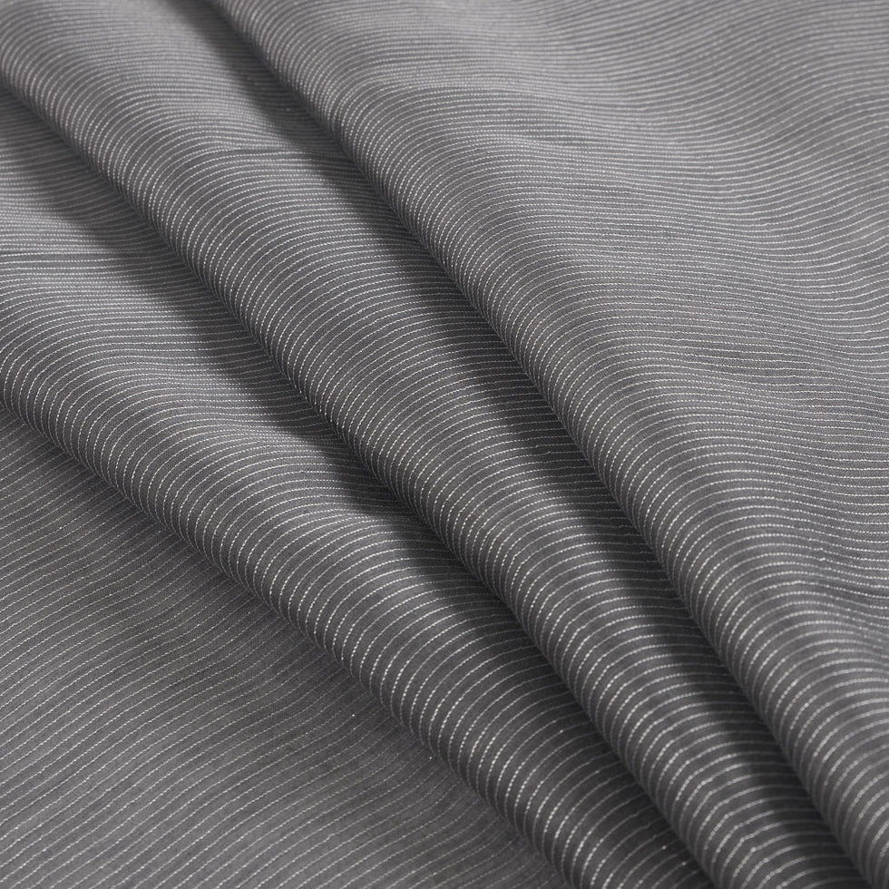 Gray/Silver Striped Polyester Chiffon