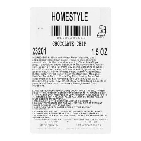 Hope's Cookies Homestyle Chocolate Chip Cookie Dough 1.5 oz. - 213/Case
