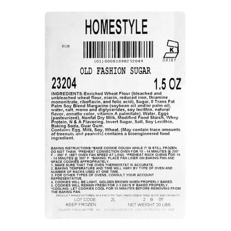 Hope's Cookies Homestyle Sugar Cookie Dough 1.5 oz. - 213/Case