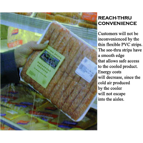 Strip Curtain for Upright Refrigerated Display Case, 48"W x 68"H