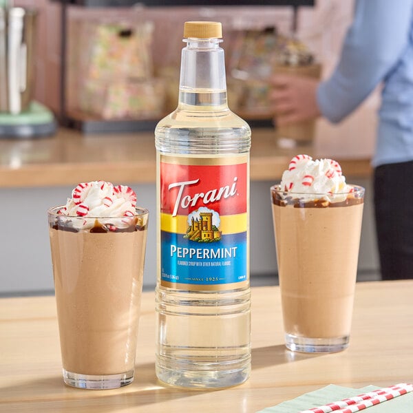 Torani Peppermint Flavoring Syrup Plastic Bottle 1 Liter - 6/Case