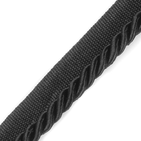Black Cotton Blend Twisted Cord Trim - 0.25"