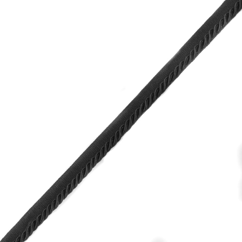 Black Cotton Blend Twisted Cord Trim - 0.25"