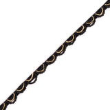 Black and Gold Beaded Scalloped Trim - 0.5"