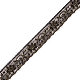 Black and Gold Corded Lace Trimming - 1"